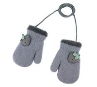 BEISIJIA Toddler Kids Knitted Warm Gloves Cute Cartoon Gloves Thicken Soft Cozy Winter Full Fnger Mittens with Anti-lost String for 1-4 Years Kids (Strawberry Grey)