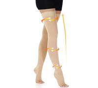 beister 15-20 mmHg Open Toe Medical Compression Stockings for Women Men, Thigh High Graduated Compression Socks with Dot Silicone Band, Support Circulation Pressure Stockings for Varicose Veins, Edema