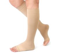 Beister 20-30 mmHg Compression Socks for Women Men, Open Toe Knee High