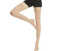 Beister Medical Closed Toe Thigh High Compression Stockings with Silicone Band for Women & Men, Firm 20-30 mmHg Graduated Support for Varicose Veins, Edema, Flight （1 Pair）