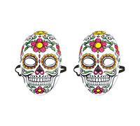 Beistle 00338, 2 Piece Day of The Dead Masks, Plastic, Multicolor