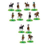 Beistle 12 Piece 4.75"-5.5" Horse Racing Decorations 53427 Mini Centerpiece, Boardstock Paper, White/Green