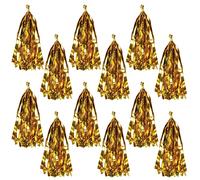 Beistle 12 Piece Metallic Plastic Fringe Balloon Tassels for Birthday Party, Wedding Reception, Baby Shower, Graduation Decorations, 9.75", Gold