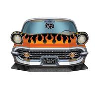 Beistle 1950's Hot Rod Photo Prop for 50's Theme Party Decorations, Made in USA Since 1900, 25" x 37", Orange/Black/Silver