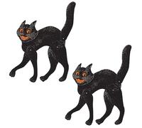 Beistle 2 Piece 20.5" Vintage Halloween Jointed Scratch Cats for Spooky Party Supplies, Made in USA Since 1900, Black/Orange