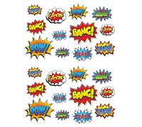 Beistle 24 Paper Theme Cut Outs 59902, 12 Piece Hero Action Sign Cutouts, 6" to 12.5", Multicolor