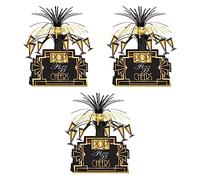 Beistle 3 Piece Roaring 20's Decorations Centerpieces for Gatsby 1920's Theme Party Supplies, Celebrating with You Since 1900, 13", Black/Gold