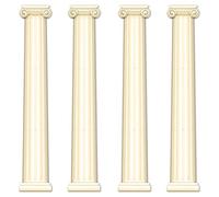 Beistle 4 Piece 6' Jointed Paper Roman Pillar Greek Column Cut Out For Wall Photo Backdrop Photography Background Party Décor, Made In The USA Since 1900, White