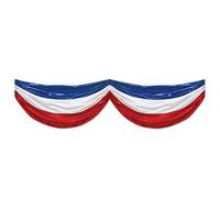 Beistle 52133-RWB 4th of July Patriotic Plastic Bunting, 3' x 15' -1 Pc, Red/White/Blue