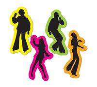 Beistle 54175 4 Piece Groovy Disco 70's Theme Cut Outs Decorations Retro Silhouettes, Paper, Multicolored