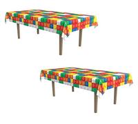 Beistle 54947, 2 Piece Building Blocks Tablecovers, 54" x 108", Multicolor, 54 Inches x 108 Inches