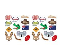 Beistle 54953, 24 Piece Australian Photo Fun Signs, 6.5" to 11", Paper, Multicolor