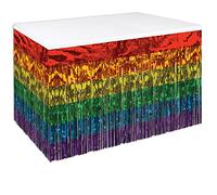 Beistle 55048-RB Metallic Plastic 1 Ply Rainbow Table Skirt Pride Decorations LGBQT Tableware, Red/Orange/Yellow/Green/Blue/Purple