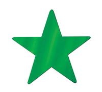 Beistle 55839-G Foil Star Cutouts, 24 Pieces, 12", Green
