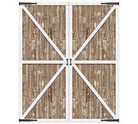 Beistle 56093 6' x 5' Rustic Western Barn Door Photography Background Farm Theme Photo Shoot Backdrop for Birthday, Baby Showers, Wedding Day Décor, Plastic, Brown/White/Black