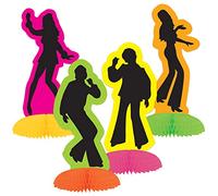 Beistle 56118 16 Piece Retro Mini 70's Centerpieces-Groovy Table Decorations for Throwback 1970's Vibes, Celebrating You Since 1900, Paper, Pink/Orange/Green/Yellow