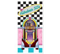 Beistle 57088 1-Pack The Fabulous 50's Door Cover, 30-Inch by 5-Feet