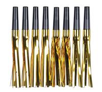 Beistle 57094-BKGD 8 Piece Black and Gold Metallic Plastic Noisemakers, 6” for Birthday New Year’s Eve Party Favor Decoration Supplies