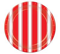 Beistle 58046 Red and White Stripes Round Plates, Paper