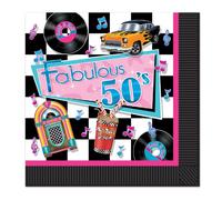Beistle 58135 Fabulous 50's Luncheon Napkins, Paper, Multicolor