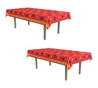 Beistle 59966 2 Piece Plastic Rectangular Asian Theme Table Covers for Chinese New Year Party Tableware Supplies, Multicolored