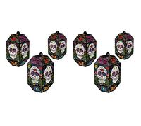 Beistle 6 Piece Day of The Dead Sugar Skull Paper Lanterns Dia De Los Muertos Hanging Halloween Theme Party Decorations, 8" - 11", Multicolored