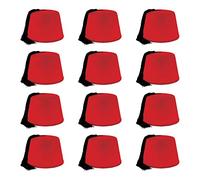 Beistle 60065, 12 Piece Felt Fez Hats, Fabric, Red/Black