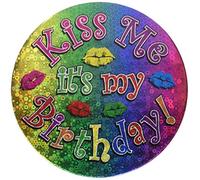 Beistle 60150 Kiss Me, It's My Birthday Button, 3-1/2-Inch