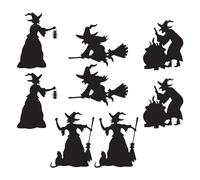 Beistle 8 Piece Black Witch Silhouette Cutouts, Halloween Party Decorations