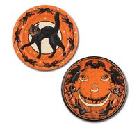 Beistle A Creation Vintage Halloween Plates, Paper, Orange, 9"