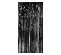 Beistle Black Gleam ‘N Curtains - 3 Pack, Foil Fringe Backdrop, Metallic Party Decorations, Photo Booth Background, Doorway Entrance Panels, Shimmer Wall Display, Tinsel Strip Set Event Décor, 8' x 3'