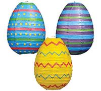 Beistle Easter Egg Paper Lanterns, Pink/White, 10-Inch