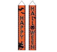 Beistle Fabric Vintage Halloween Decorations Door Panel Set, Indoor/Outdoor Use, Celebrating with You Since 1900, 6' x 12.75", Orange/Black