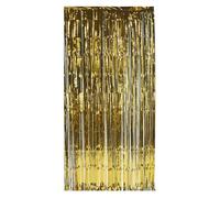 Beistle Gold Gleam ‘N Curtains - 3 Pack, Foil Fringe Backdrop, Metallic Party Decorations, Photo Booth Background, Doorway Entrance Panels, Shimmer Wall Display, Tinsel Strip Set Event Décor, 8' x 3'