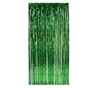 Beistle Green Gleam ‘N Curtains - 3 Pack, Foil Fringe Backdrop, Metallic Party Decorations, Photo Booth Background, Doorway Entrance Panels, Shimmer Wall Display, Tinsel Set Event Décor, 8' x 3'