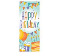 Beistle Happy Birthday Door Cover - 2 Pack, Colorful Balloons, Cake and Banner Party Decorations, All-Weather Wall Backdrop for Kids and Adult Birthday Event Celebrations, Photo Booth Décor, 6’ x 30”