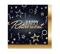 Beistle Happy Retirement Napkins, Black & Gold Party Napkins, 2-Ply Disposable Napkins, Pack of 32