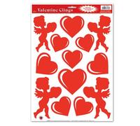 Beistle Heart & Cupid Clings Party Accessory (1 Count) (13/Sh), red/White, one Size (77128)