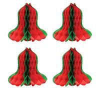 Beistle Honeycomb Tissue Paper Bells 4 Piece Christmas Decorations Winter Party Supplies, 12", Red/Green
