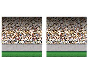Beistle Lower Deck Stadium Backdrops, 4’ x 30’, 2 Pack - Backdrop for Parties, Photo Backdrop, Easy to Adhere Wall Covering, Photography Background, Sports Party Decoration, Game Day Decoration