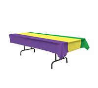 Beistle Mardi Gras Tablecover, 54” x 108” - Plastic Table Cloth, Rectangular Tablecloth, Mardi Gras Decorations, Mardi Gras Table Cloth, Mardi Gras Party Supplies, Carnival Table Decor