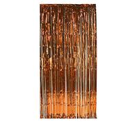 Beistle Orange Gleam ‘N Curtains - 3 Pack, Foil Fringe Backdrop, Metallic Party Decorations, Photo Booth Background, Doorway Entrance Panels, Shimmer Wall Display, Tinsel Set Event Décor, 8' x 3'