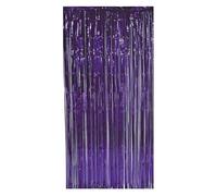 Beistle Purple Gleam ‘N Curtains - 3 Pack, Foil Fringe Backdrop, Metallic Party Decorations, Photo Booth Background, Doorway Entrance Panels, Shimmer Wall Display, Tinsel Set Event Décor, 8' x 3'