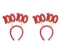 Beistle Red "100" Glittered Boppers, 2 Count, Headband with Sparkling 100, Fun Milestone Party Accessory for Birthdays, Anniversaries, 100th Day of School, and Celebration Events