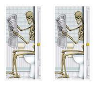 Beistle S00014AZ2 Funny Skeleton Restroom Door Covers 2 Piece Halloween Party Decorations, 30" x 5', Multicolored
