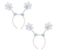 Beistle S20721AZ2 2 Piece Winter Snowflake Headband Boppers for Christmas Party Supplies, Plastic, White/Light Blue