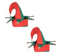 Beistle S20736AZ2 Felt Elf Hat w/Bells 2 Piece, Red/Green