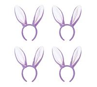 Beistle S40771-LWAZ4 Soft-Touch Bunny Ears 4 Piece, Fabric Plastic, Lavender/White