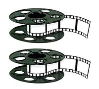 Beistle S50091AZ2 Movie Centerpieces 2-Count Thin Plastic 3D Cinema Reels with 15-Foot Filmstrips, Customizable Hollywood Party Decorations for Red Carpet Events & Theater Themes, 9", Black/White