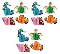 Beistle S50449AZ3 12 Piece Ocean Theme Animal Centerpieces for Luau Beach Under The Sea Table Decorations Mermaid Birthday Party Supplies, Paper, Multicolor